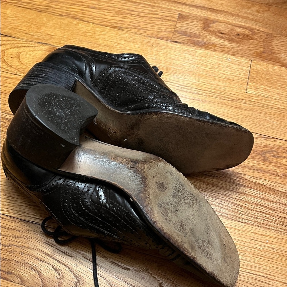 Black and cordovan Lace-Up Oxford leather Shoes- made in Italy -size 38 - Picture 5 of 5